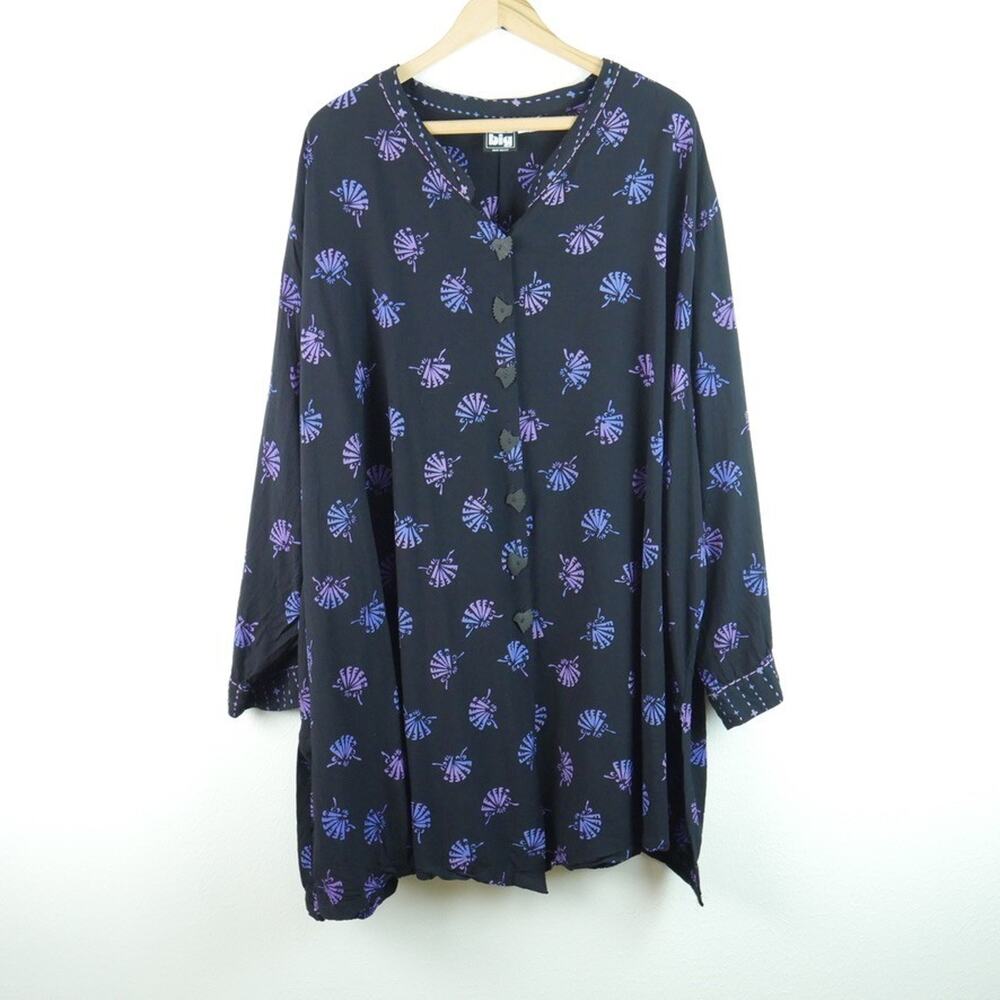 MIB Making It Big Blouse size J K 6X ? Rayon Button Down Relaxed Boho Summer
